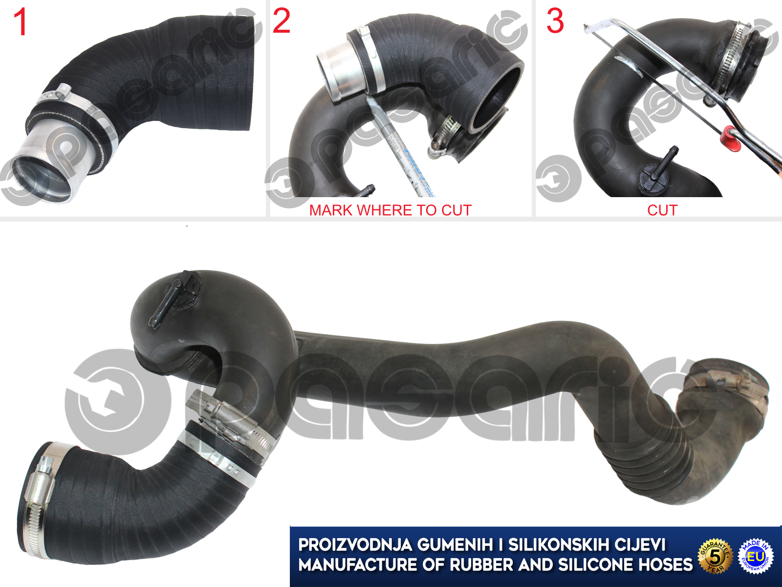 Replacement intercooler turbo hose repair kit RENAULT LAGUNA II 2.0 DCI / VELSATIS 2.0 DCI / ESPACE IV 2.0 DCI, 8200907826, 8200540493 - Image 2